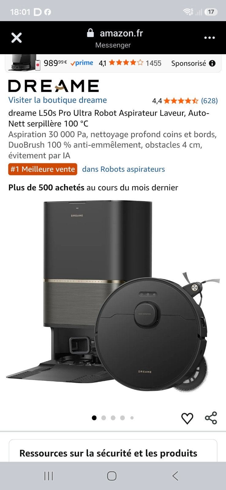 dreamhome l50s pro ultra avec pack de serpillières en plus, Dreame, Sac à poussière, Comme neuf, Enlèvement