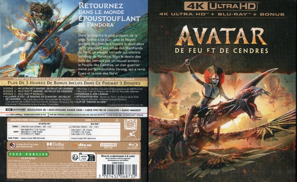 avatar  de feu et de cendres (4k ultra-hd + 2 blu-ray) neuf, Film, Français, Science-Fiction et Fantasy, Blu-ray