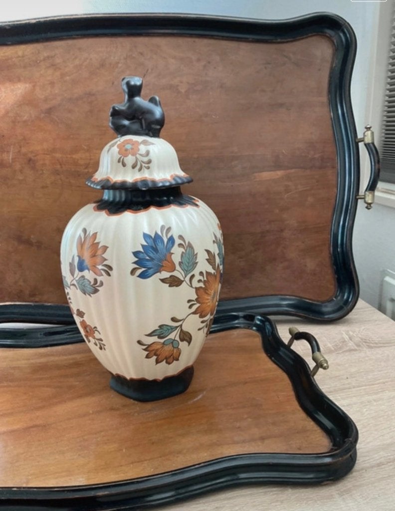 Pot et couvercle en céramique vintage de Flora Gouda Holland, Enlèvement ou Envoi