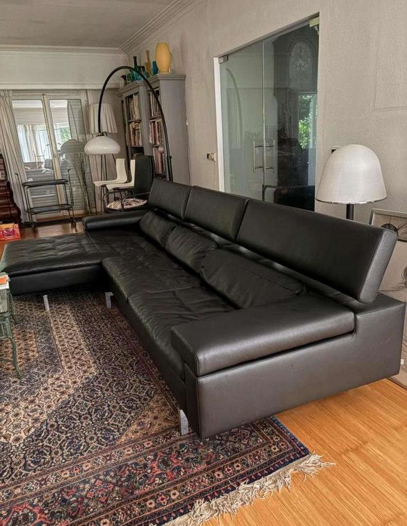 Jori shiva design hoekbank zwart leder, Enlèvement, Comme neuf