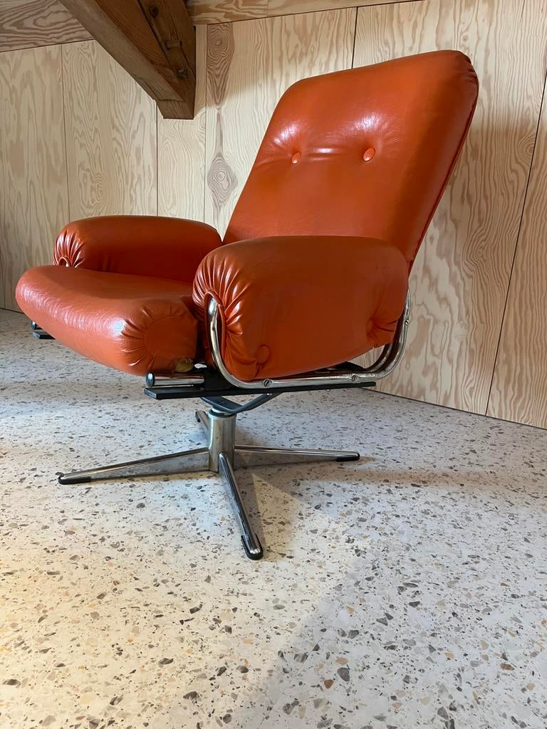 Design- vintage zetel/fauteuil, Ophalen, Gebruikt, Vintage