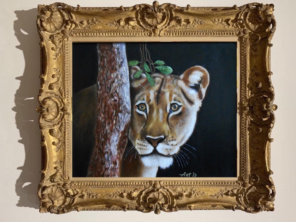 "Leeuw" Schilderij, Antiek en Kunst, Kunst | Schilderijen | Modern, Verzenden