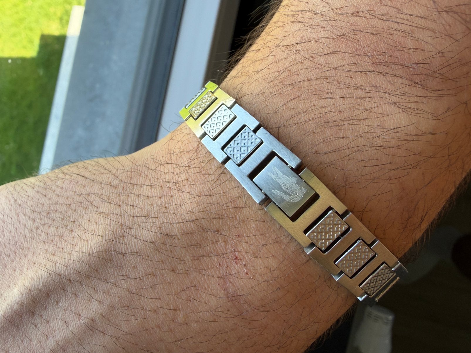 Bracelet Lacoste homme – Neuf avec boîte et accessoires, Ophalen of Verzenden, Zo goed als nieuw, Zilver, Staal