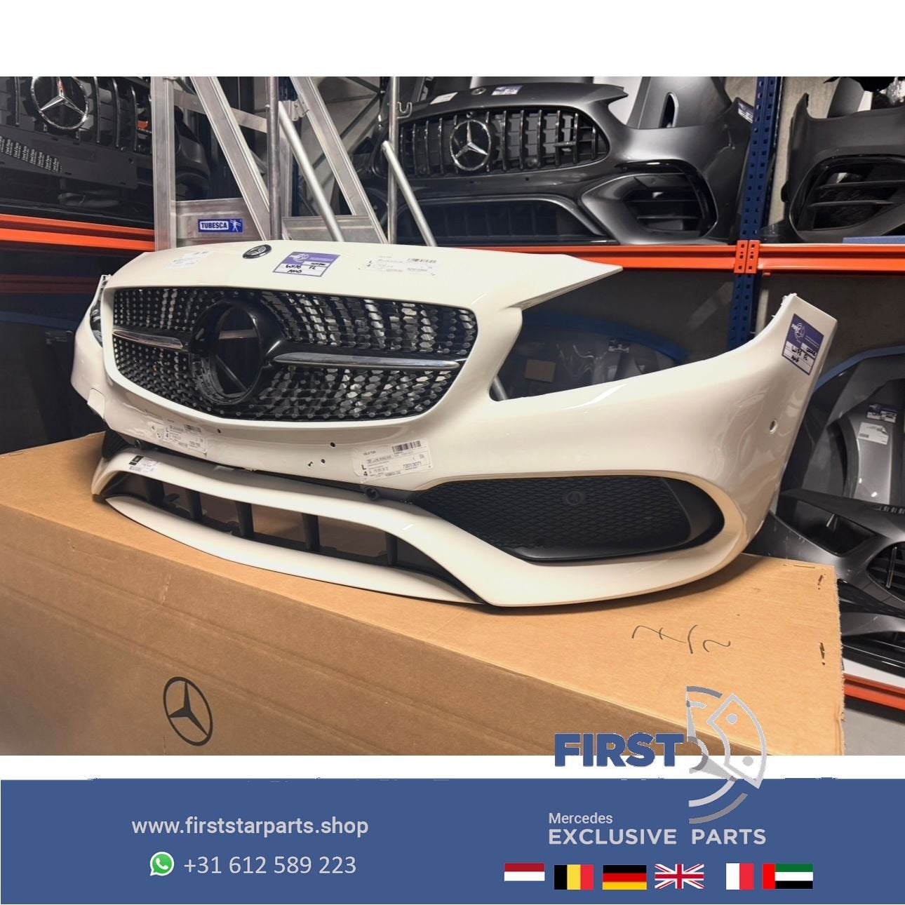 W176 FACELIFT AMG Voorbumper COMPLEET Mercedes A Klasse 2018, Gebruikt, -, Voor, Ophalen of Verzenden