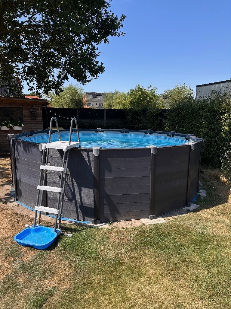 Intex graphite pool 4,78m met warmtepomp en Pentair filter, 300 cm ou plus, Rond, Enlèvement, Utilisé