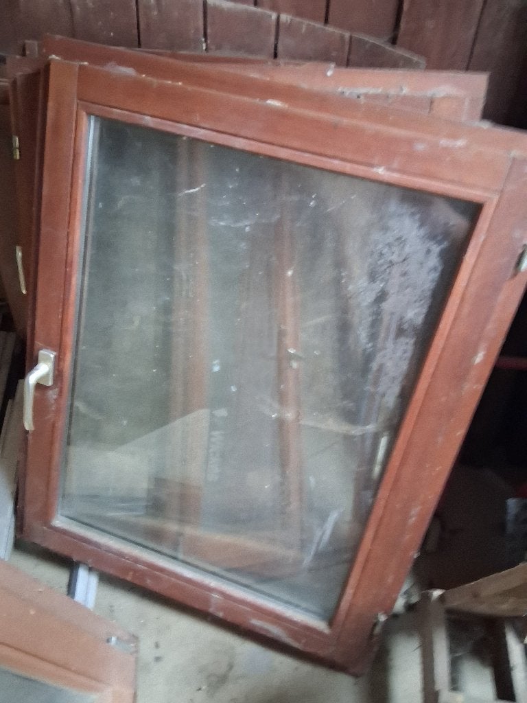 Lot van 6 meranti ramen, Ophalen, Gebruikt, Dubbelglas