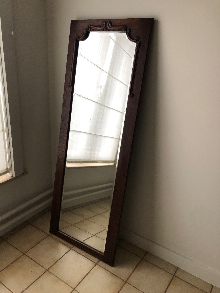Oude spiegel, Antiek en Kunst, Ophalen, Rechthoekig, Minder dan 50 cm, 100 tot 150 cm