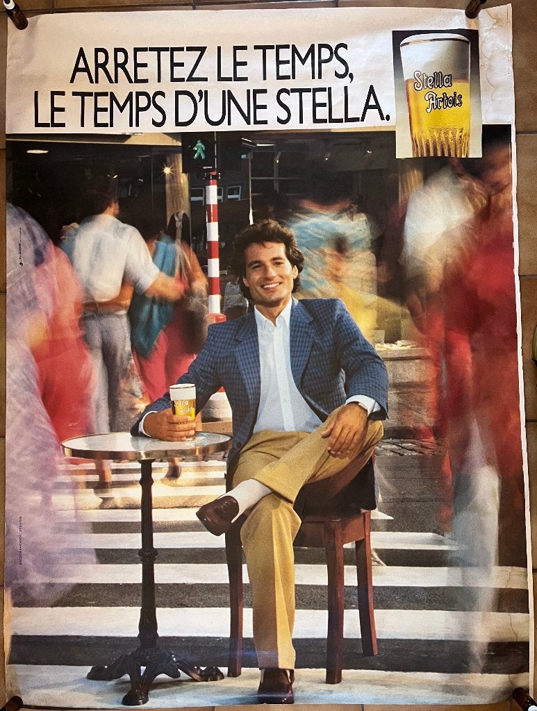 Affiche abribus pub Stella Artois 1984 VINTAGE (160x119), Publicité, Rectangulaire vertical, Enlèvement, Utilisé