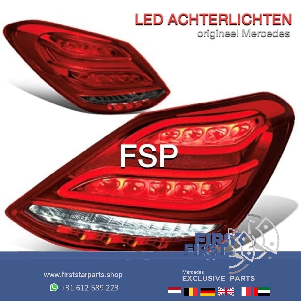 W205 VOL LED Achterlicht RECHTS Mercedes C Klasse ORIGINEEL, Auto-onderdelen, Gebruikt, -, Ophalen of Verzenden, -