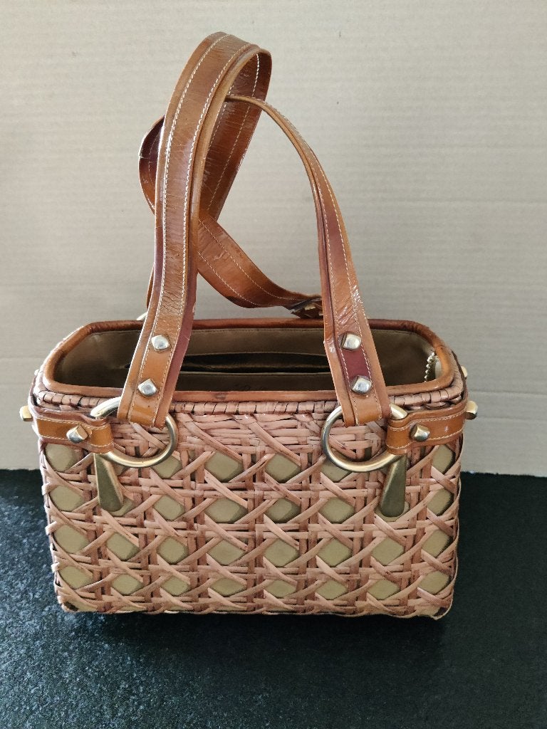 Vintage Rodo Wicker Basket Handtas - Italië, Handtassen en Accessoires, Tassen | Damestassen, Ophalen of Verzenden, Handtas