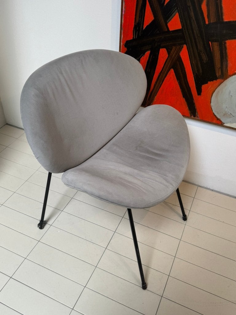 Lot de 2 fauteuils d'occasion velour gris, Moins de 75 cm, Enlèvement, Utilisé, 50 à 75 cm