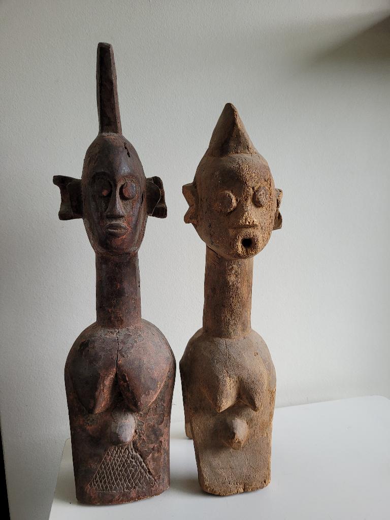 Koppel Oogstmaskers - uniek - Nigeria, Antiek en Kunst, Ophalen of Verzenden