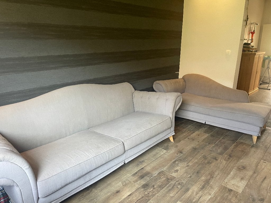 salon tissus style Chesterfield, Ophalen, Gebruikt, Chesterfield, Rechte bank