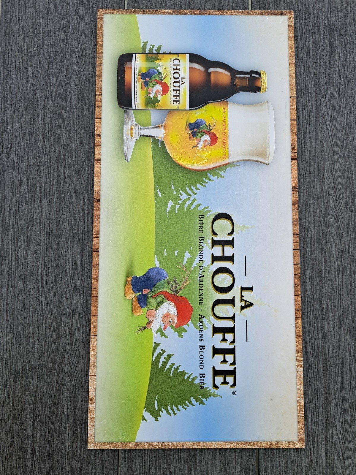 Reclamebord La Chouffe, Ophalen of Verzenden, Zo goed als nieuw, Reclamebord