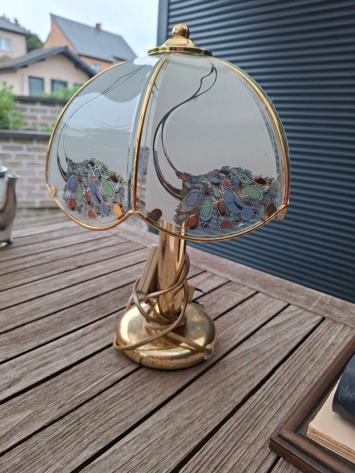 lampe de table, Gebruikt, Goud, Glas, Design