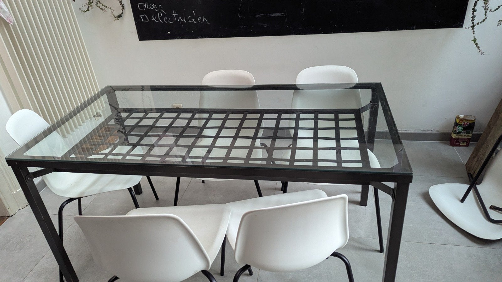 keukentafel staal&glas. 150*80, Enlèvement, Utilisé