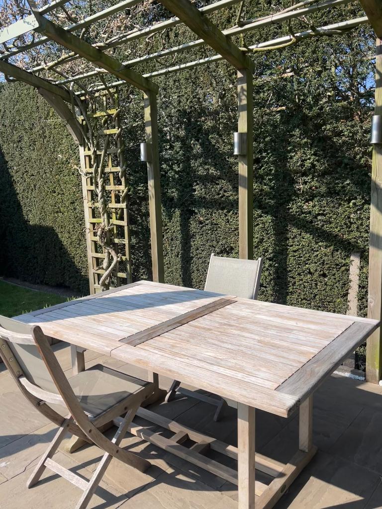 Tuintafel + 6 stoelen, Ophalen, Gebruikt, Rechthoekig, Teakhout