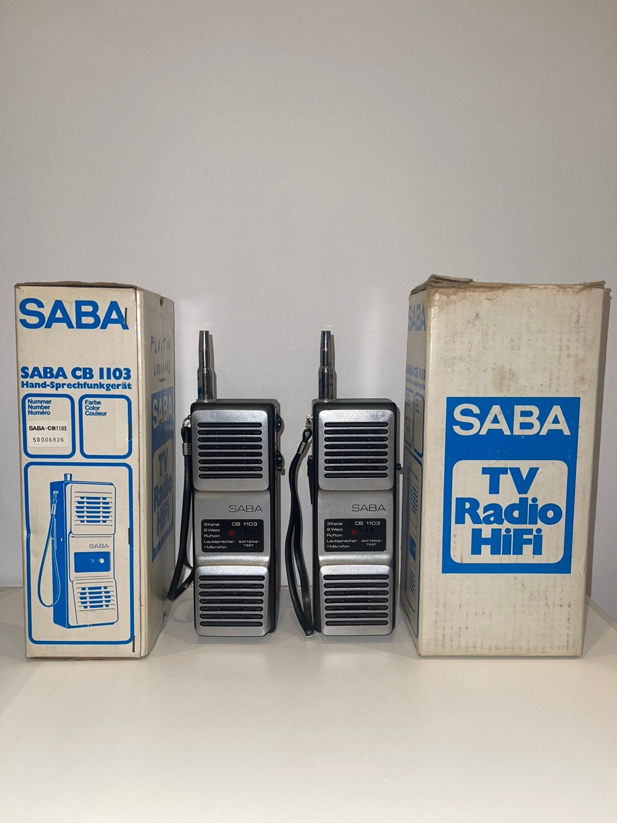 Paire de Talkies-Walkies Vintage SABA CB 1103 (1977), Télécoms, Enlèvement ou Envoi, Utilisé, Talkie-walkie ou Walkie-talkie