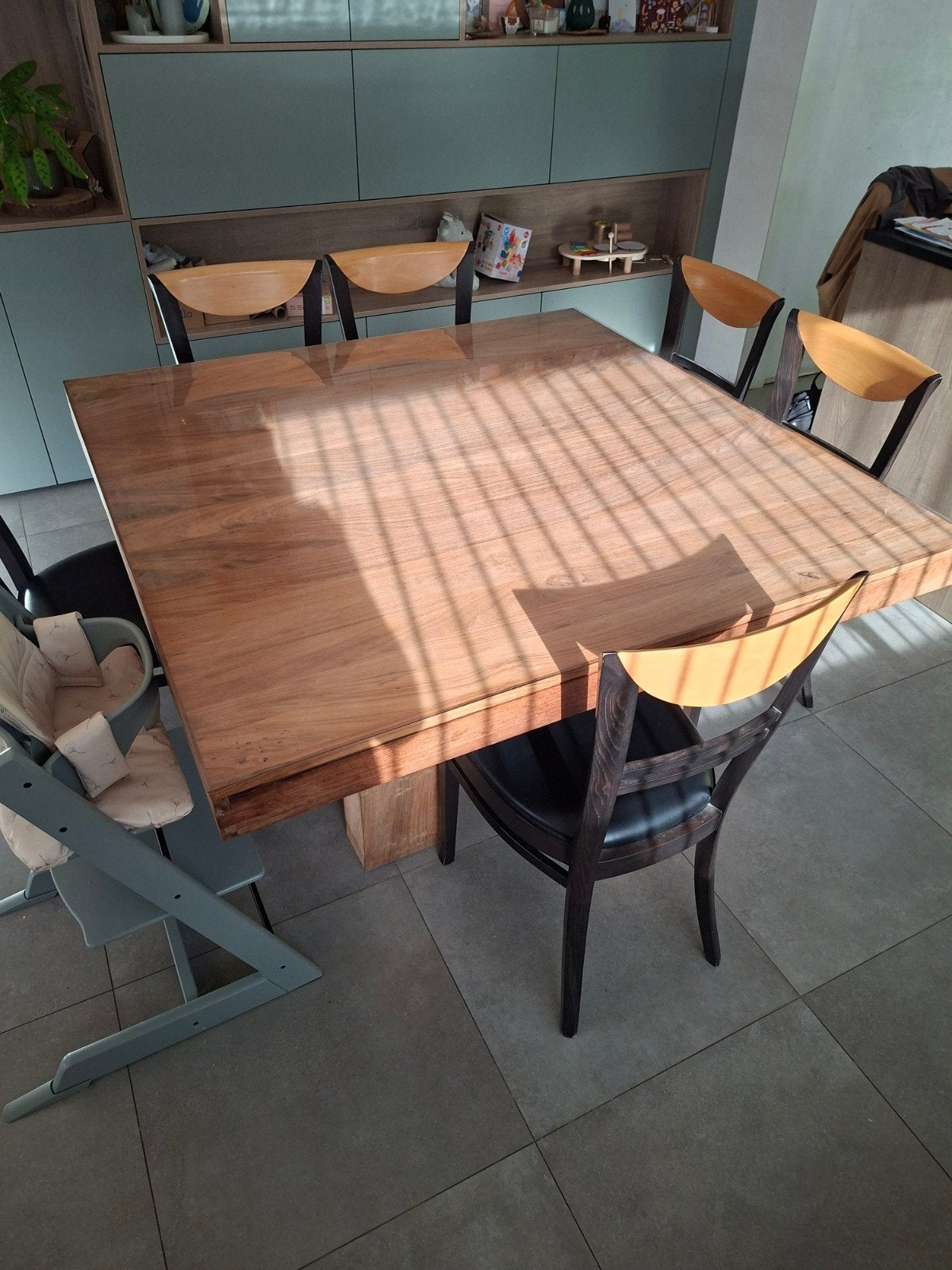 Vierkante tafel 1,40m, Ophalen, Gebruikt, Eettafel, 8 zitplaatsen