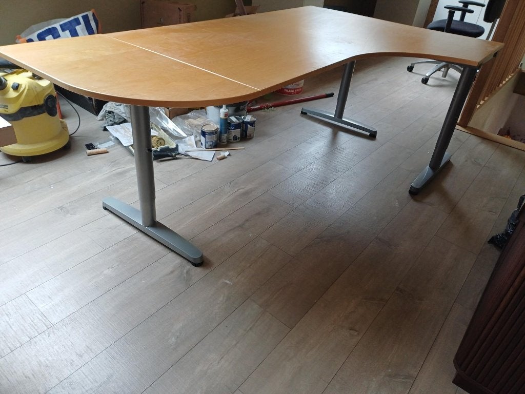 Bureau Ikea (hoek 120x200), Huis en Inrichting, Bureaus, Ophalen, 120 cm, Hout, Bruin