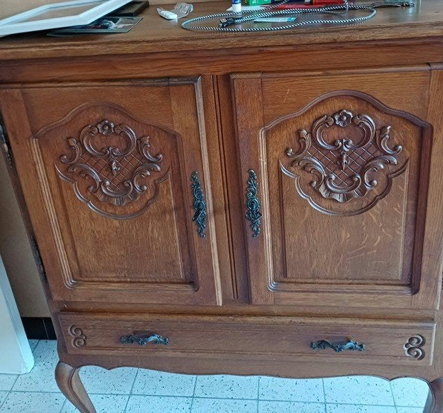 Massief eiken eetkamer, Huis en Inrichting, Ophalen, Gebruikt, 4 tot 6 stoelen