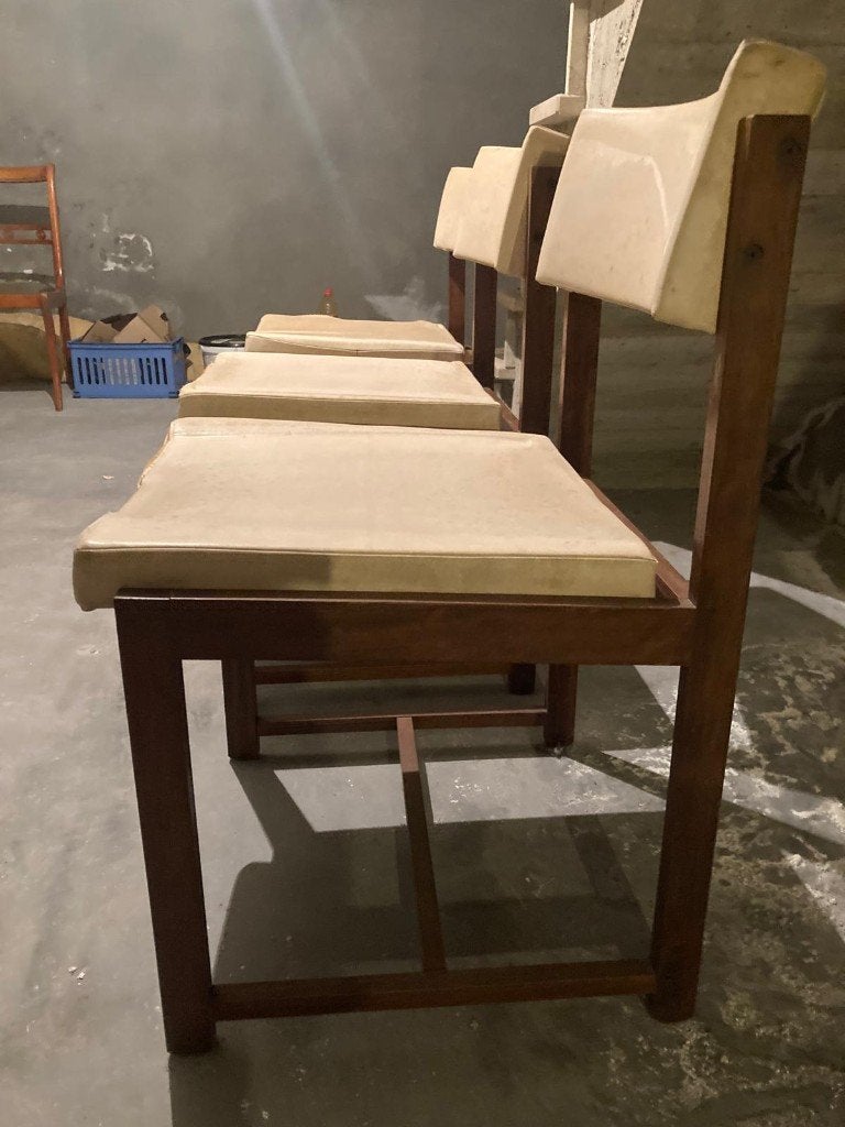 4 chaises vintage du milieu du siècle, Maison & Meubles, Bois, Brun, Enlèvement, Utilisé