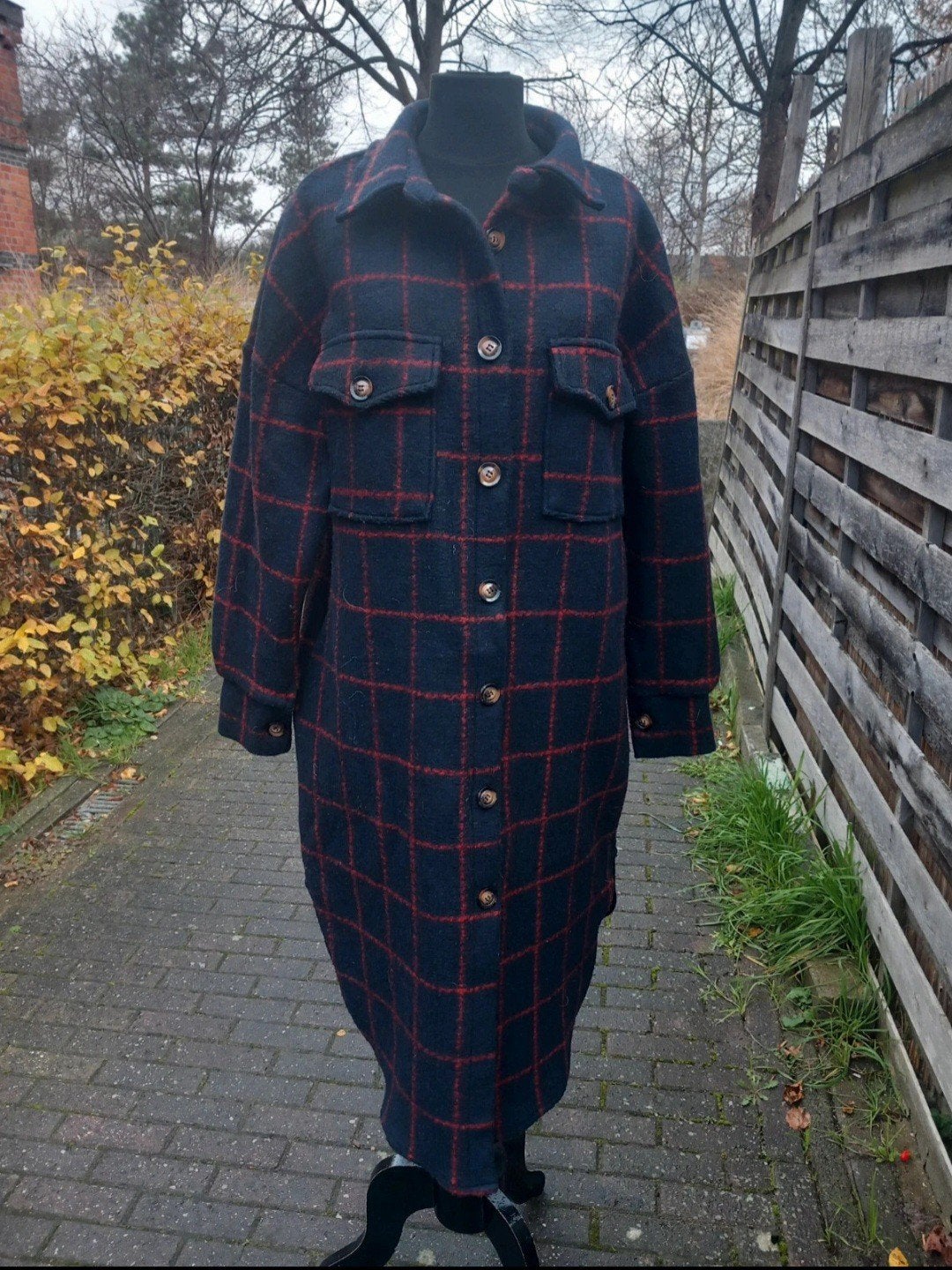 Geruite lange jas maat S, Lolaliza, Ophalen, Nieuw, Maat 36 (S)