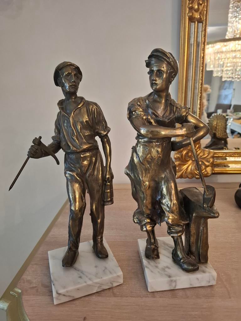 Koppel beeldjes koper, Antiek en Kunst, Ophalen