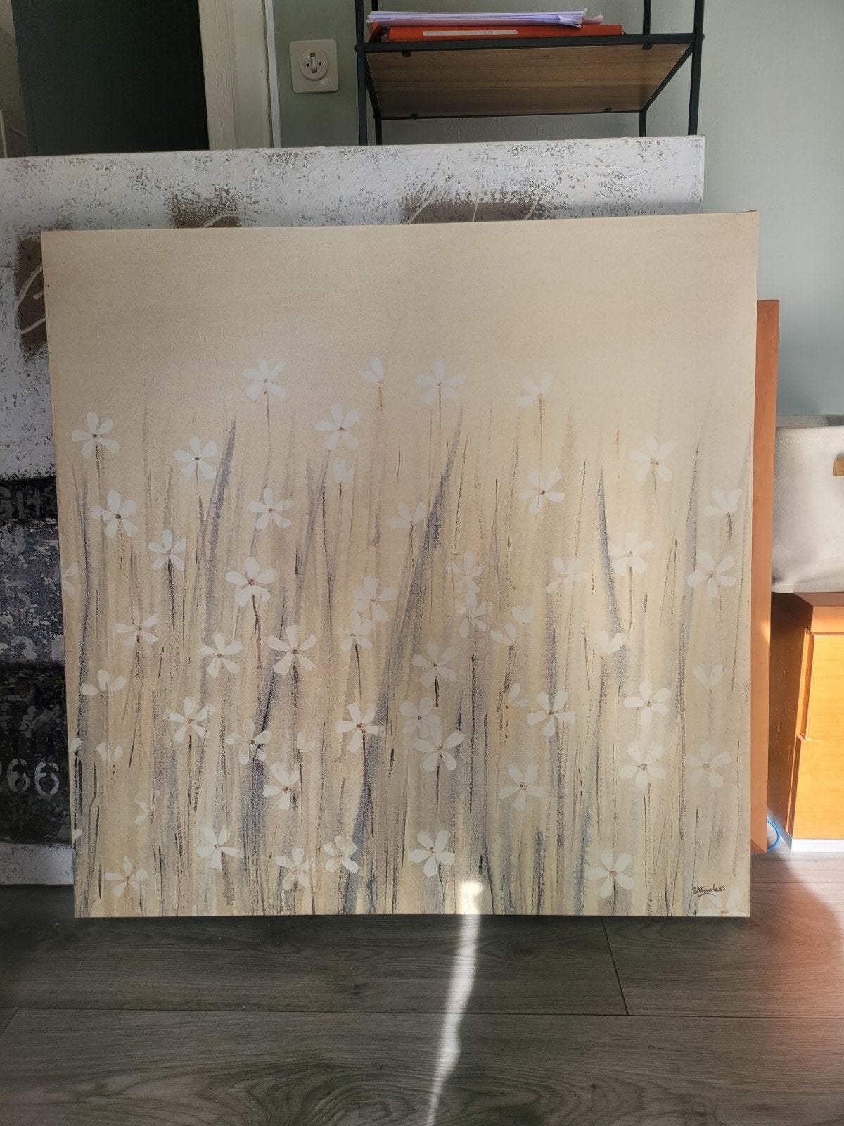 Schilderij Bloemen Handgeschilderd SA Fairless, Ophalen of Verzenden, Handgeschilderd, Bloemen