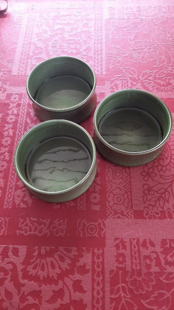 Lot de 3 ramequins / bols en grès vert - Staffel Stoneware, Enlèvement, Comme neuf, Vintage