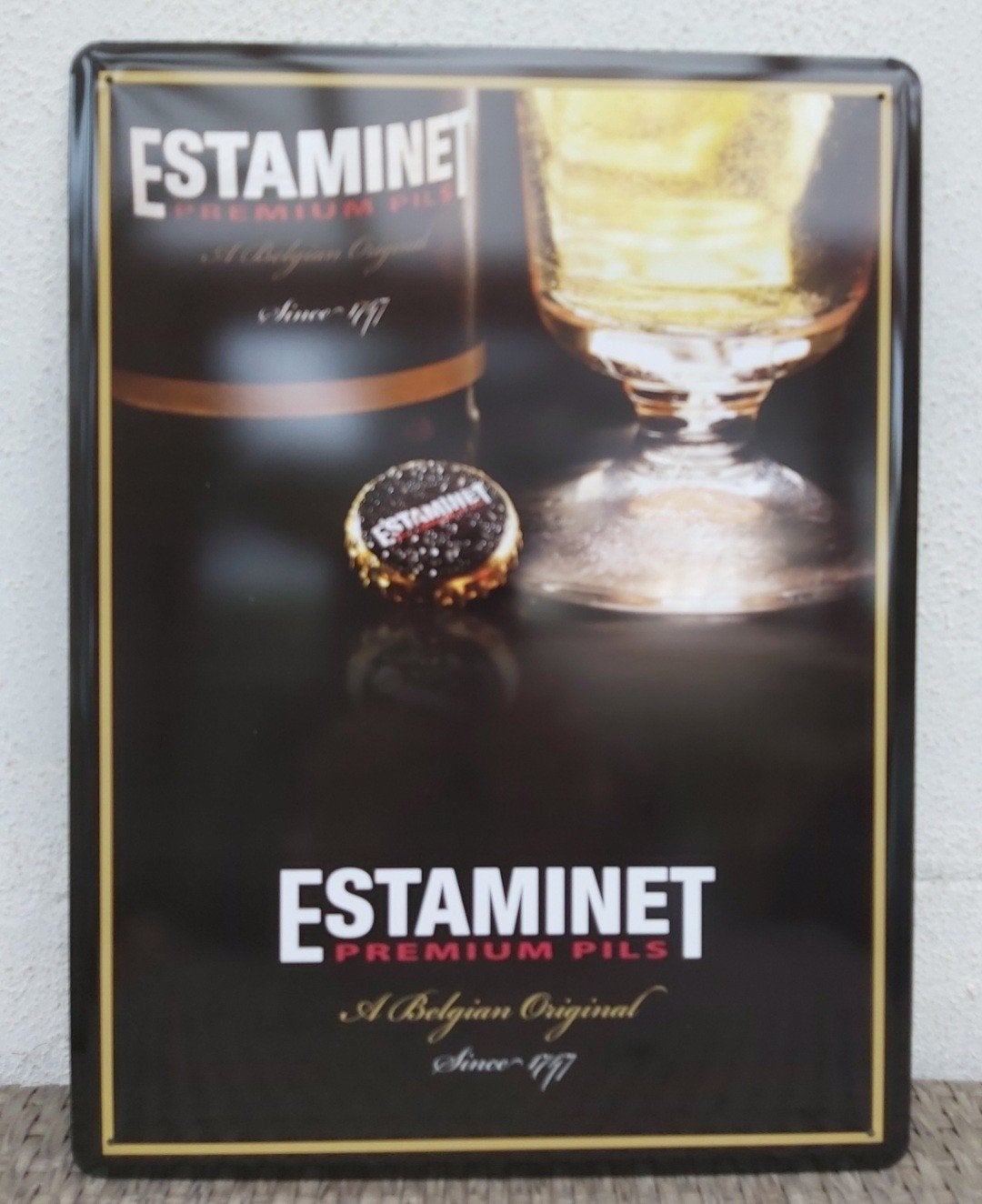 Estaminet blikken reclame bord, Verzamelen, Ophalen of Verzenden, Palm