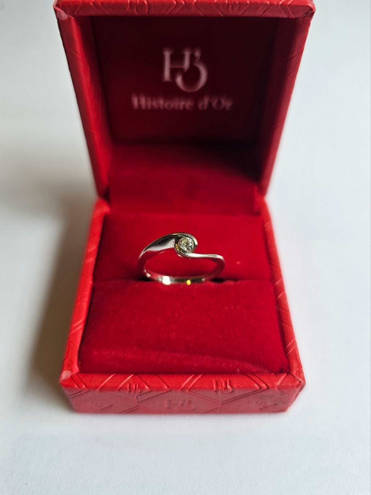 Bague solitaire en or blanc – Diamant 0,13 ct – Taille 48, Enlèvement ou Envoi, Blanc, Or