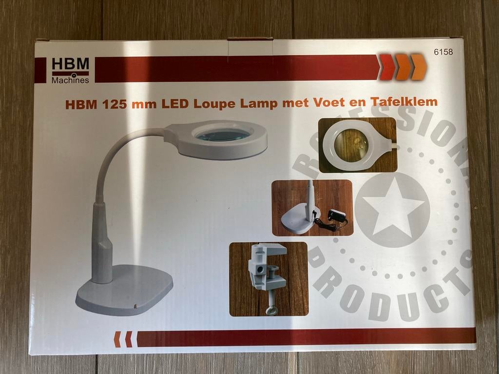 HBM loep lamp met voet en tafelklem - NIEUW, Hobby en Vrije tijd, Vergrootglazen, Loepen en Loeplampen, Ophalen of Verzenden, Nieuw