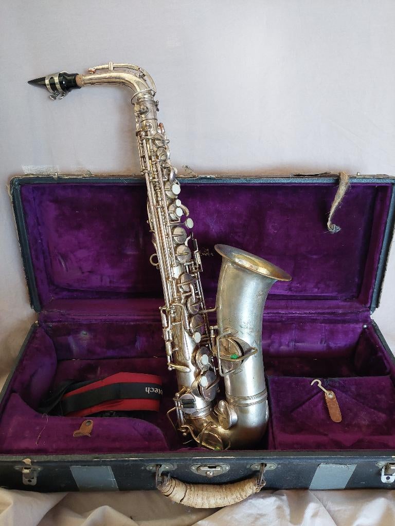 Frank Holton altsaxofoon – Elkhorn USA – vintage, Ophalen, Gebruikt, Alt, Met koffer