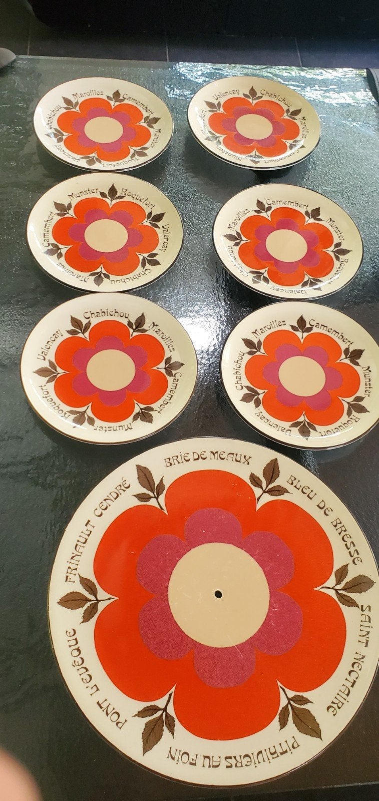 Service à fromage Gien Harmonie – 6 assiettes + plateau – Ma, Enlèvement, Pierre, Vintage, Plateau