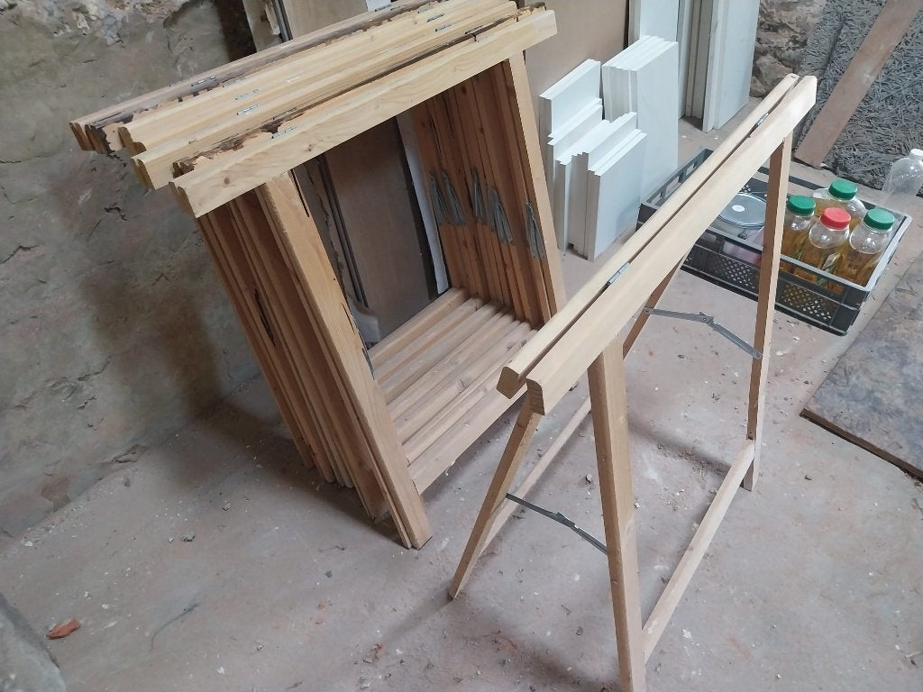 Lot de 8 tréteaux en bois, Enlèvement, Utilisé