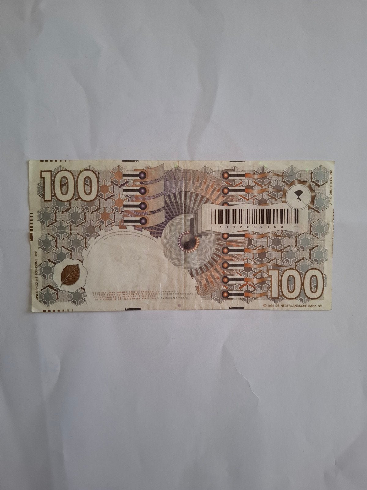 Nederland 100 gld 1992, Timbres & Monnaies, Billets de banque | Europe | Billets non-euro, Enlèvement ou Envoi, Autres pays, Billets en vrac