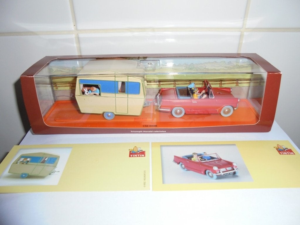 Kuifje nr 19 De Triumph Herald + nr 20 De caravan, Collections, Personnages de BD, Enlèvement ou Envoi, Tintin, Comme neuf, Autres types