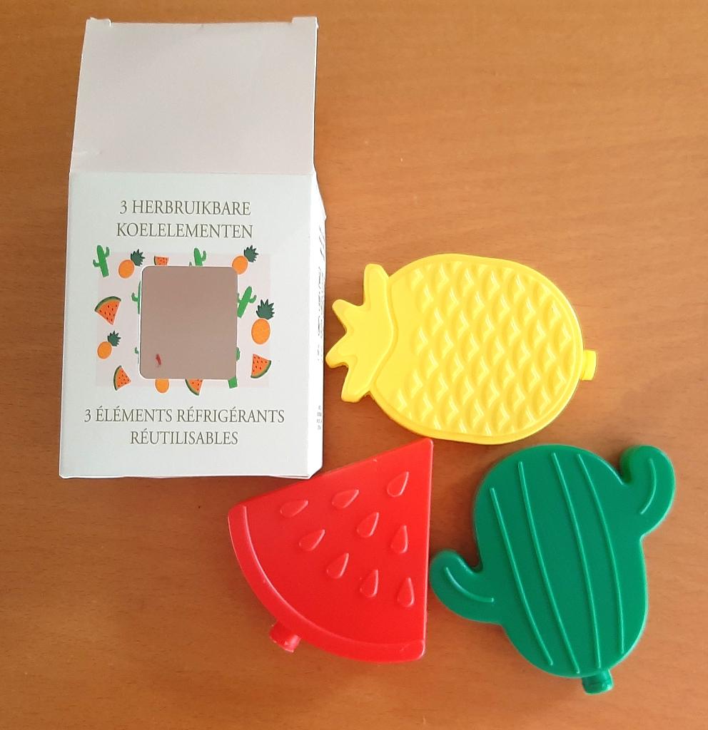 Te koop: Handige herbruikbare koelelementjes, Maison & Meubles, Cuisine| Tupperware, Neuf, Autres types, Jaune, Vert, Rouge, Enlèvement