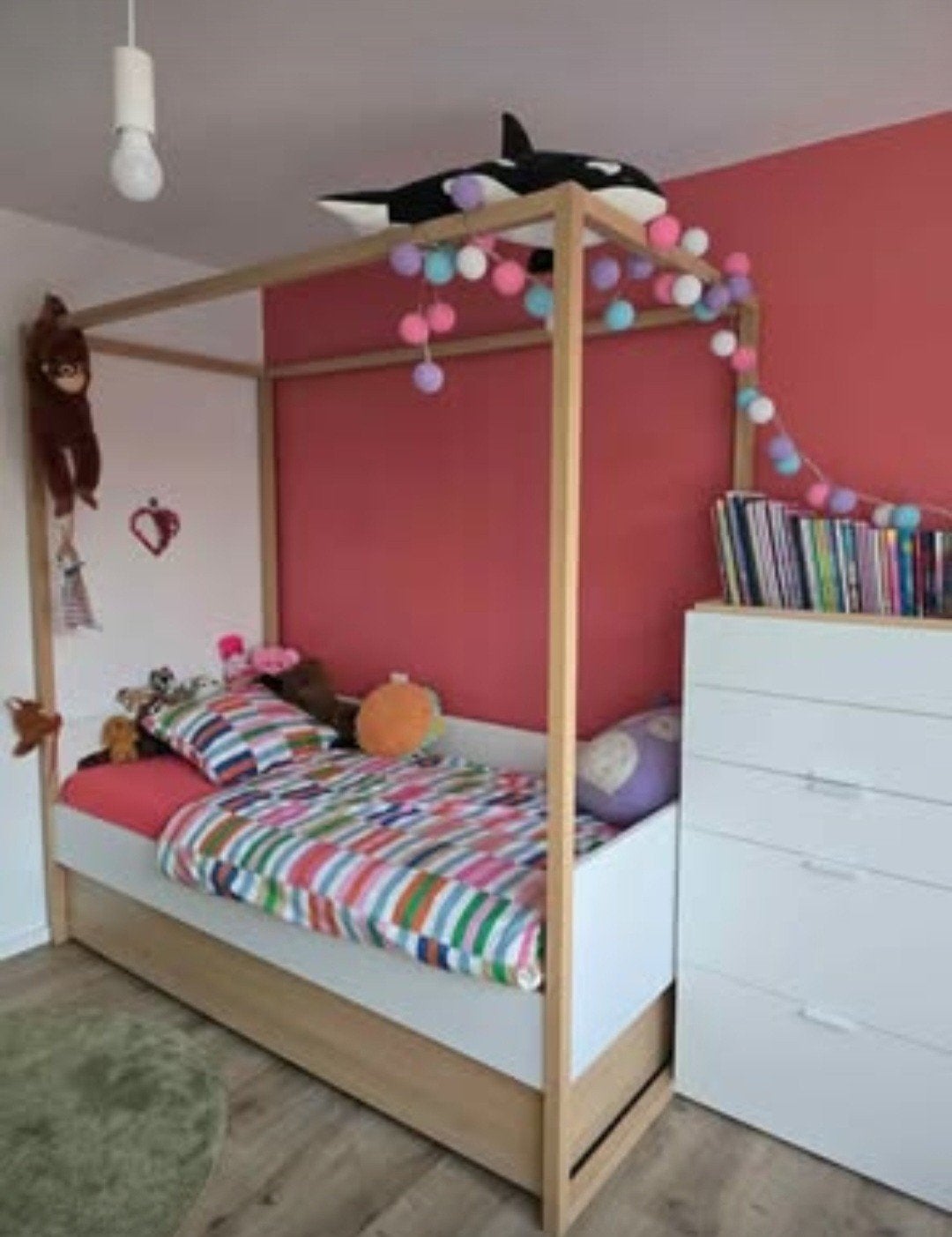 Hemelbed 90x200 met opberglade, Kinderen en Baby's, Kinderkamer | Bedden, Nieuw, 180 cm of meer, 85 tot 100 cm, Lattenbodem, Ophalen