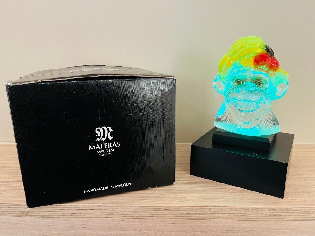 Maleras crystal beeld – Monkey Business Smiley – Löfgren, Ophalen of Verzenden