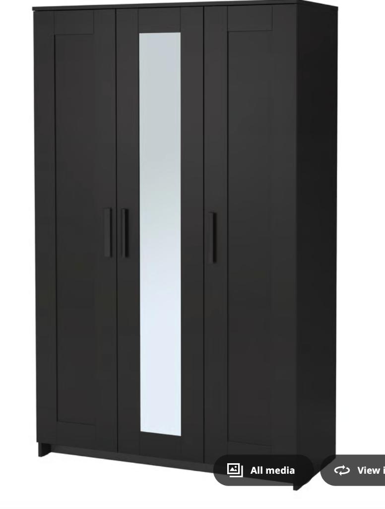 Garderobe with 3 doors, black, 117x50x190 cm, Ophalen, Nieuw
