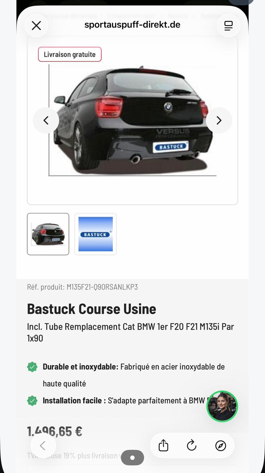 135i f20/f21 n55 roestvrijstalen uitlaatleiding, Auto-onderdelen, Ophalen of Verzenden, BMW