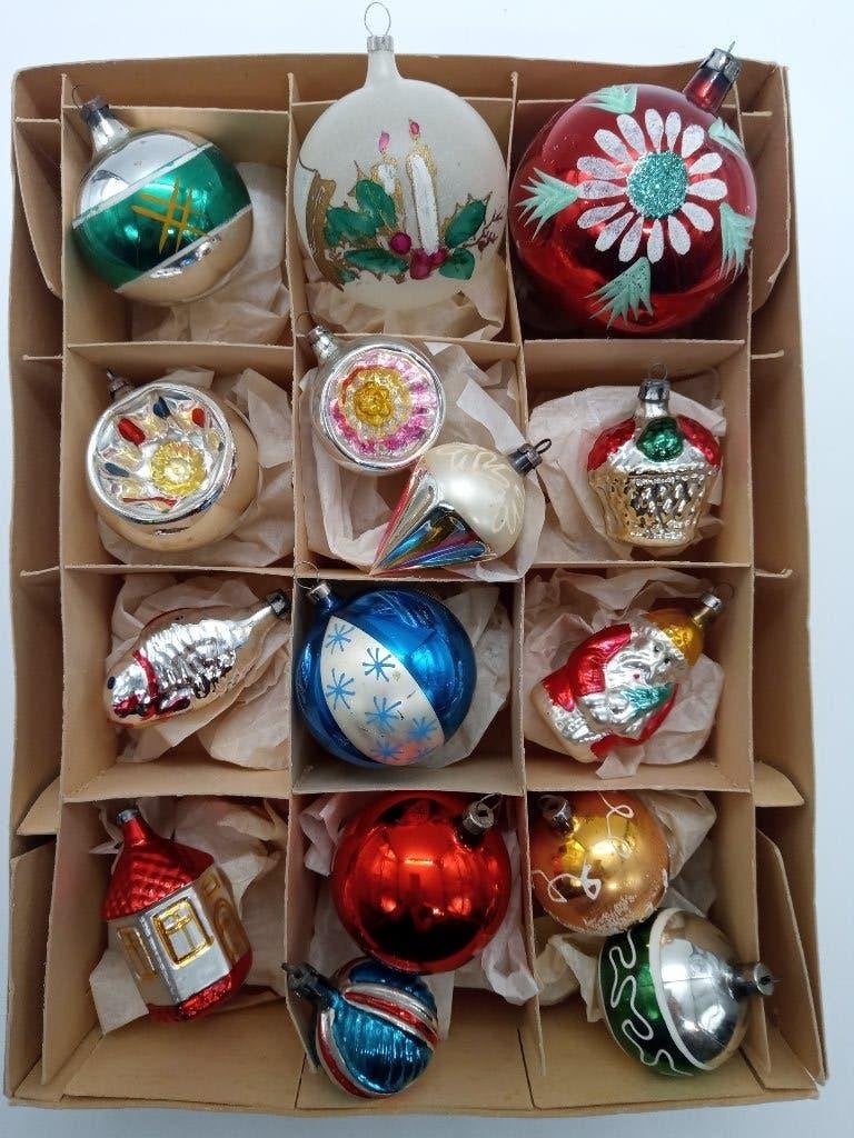 15 boules de Noël vintage en verre, Divers, Enlèvement ou Envoi, Utilisé