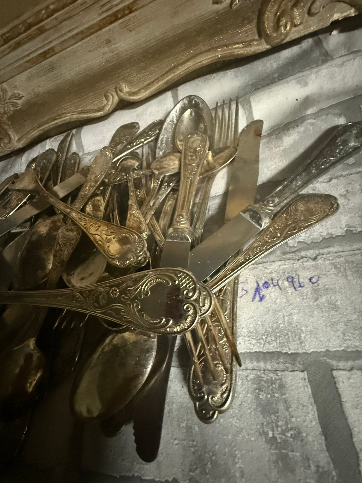 Ménagère ancienne 48 pièces en métal argenté poinçon 800, Enlèvement