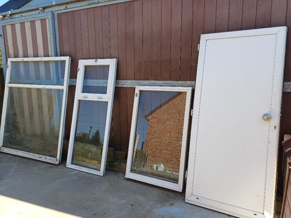 Aluminium ramen en deur, Doe-het-zelf en Bouw, Glas en Ramen, Ophalen, Gebruikt, Gevelraam of Ruit
