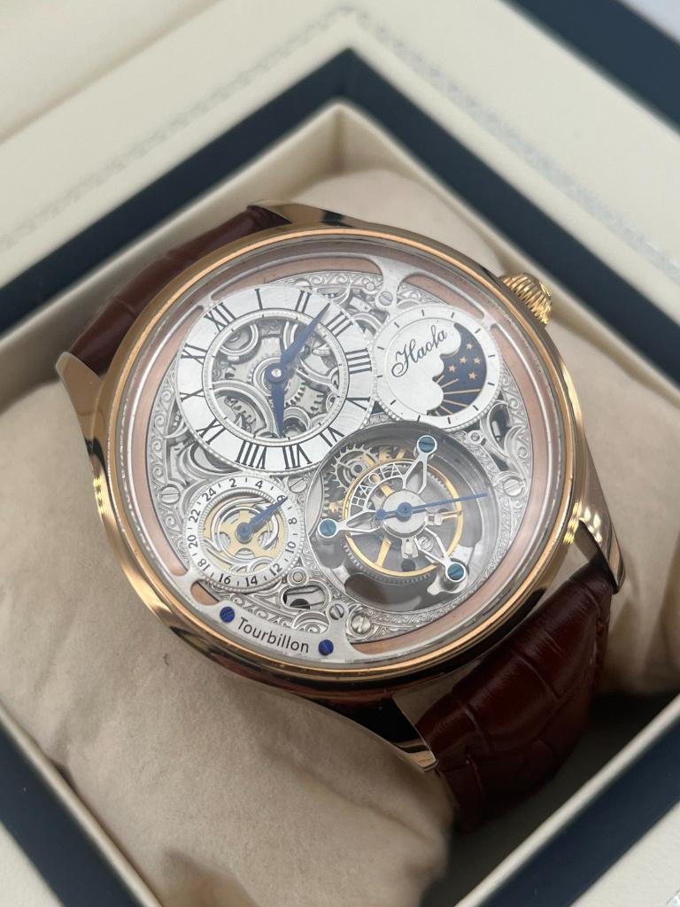 Haofa GMT Day And Night Tourbillon Movement Watch 1035, Enlèvement ou Envoi, Neuf, Montre-bracelet, Autres marques