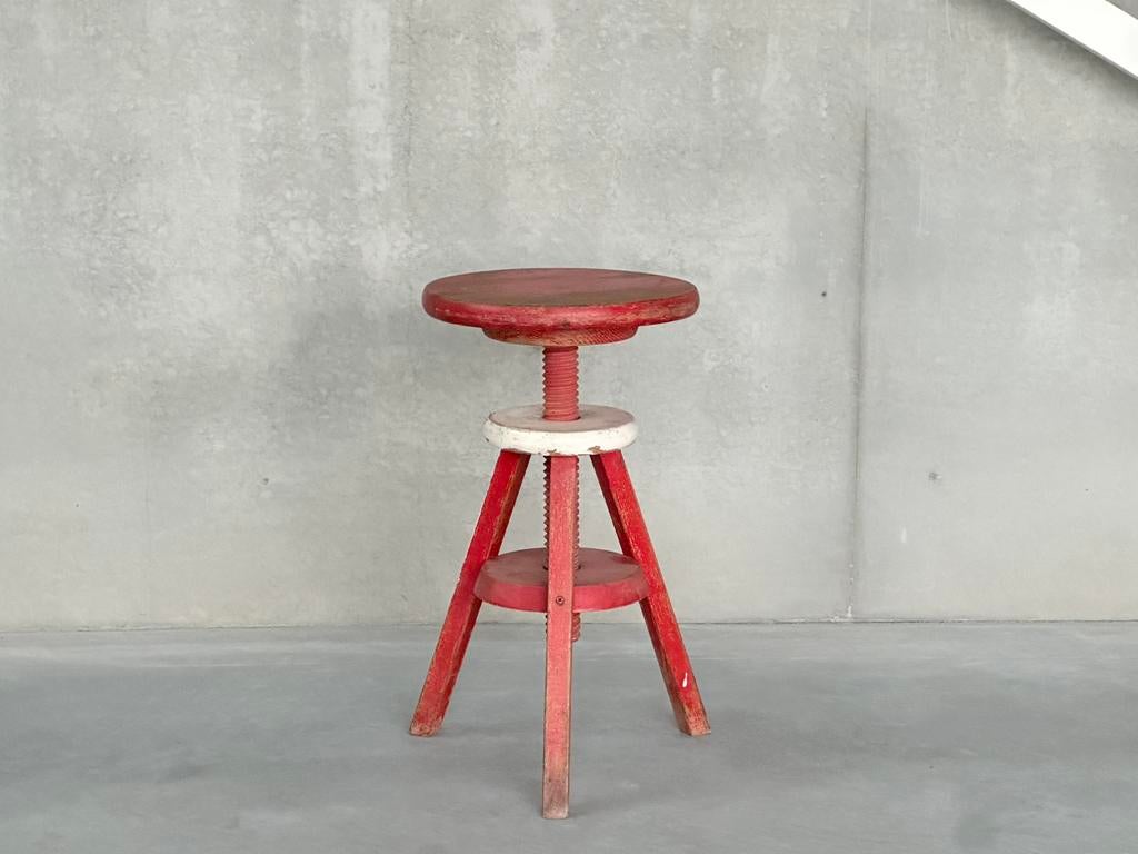 Vintage atelierkruk, Ophalen, Hout