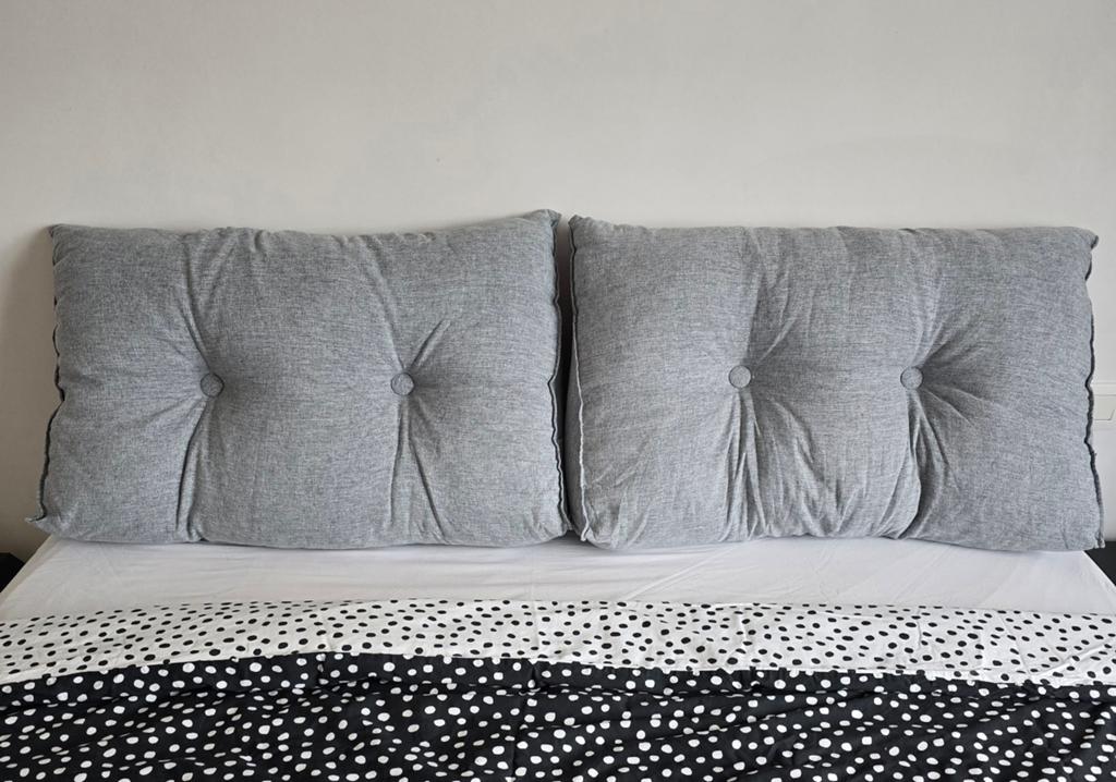 Tête de lit coussins de lecture 160 cm (2x80), Neuf, Deux personnes, Gris, 160 cm