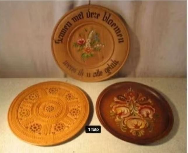 3 belles enseignes murales/assiettes décoratives en bois, Enlèvement ou Envoi